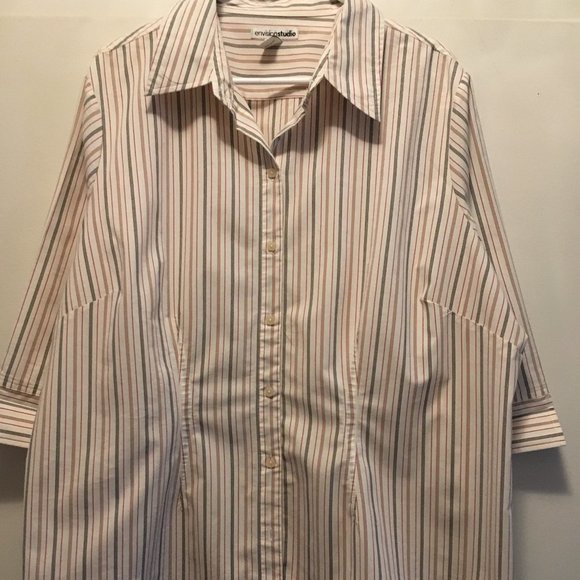Envision Studio Tops - Envision Studio Striped 3/4 Sleeve Blouse